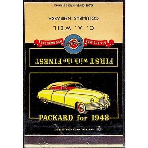 1948 Packard Match Box in Laid Flat No Matches 1st w the Finest